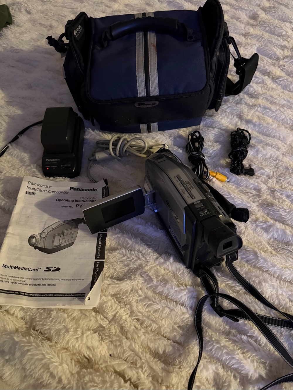 Panasonic Silver and Black Camcorder Kit with Navy Carry Case